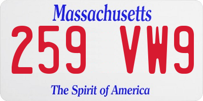 MA license plate 259VW9