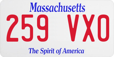 MA license plate 259VX0