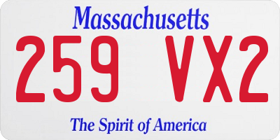 MA license plate 259VX2