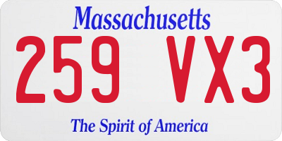 MA license plate 259VX3