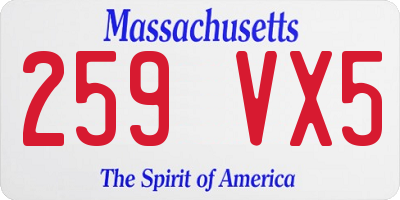 MA license plate 259VX5