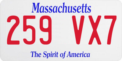 MA license plate 259VX7
