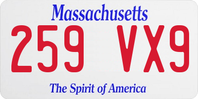 MA license plate 259VX9