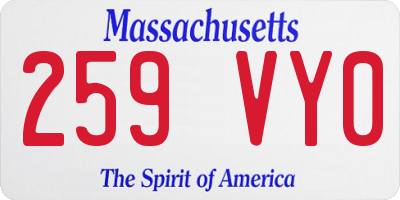 MA license plate 259VY0