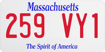 MA license plate 259VY1