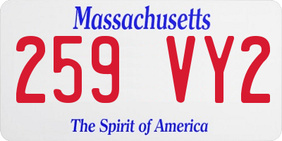 MA license plate 259VY2