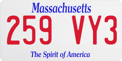 MA license plate 259VY3
