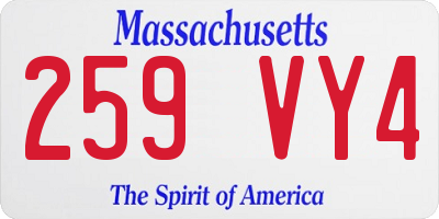 MA license plate 259VY4