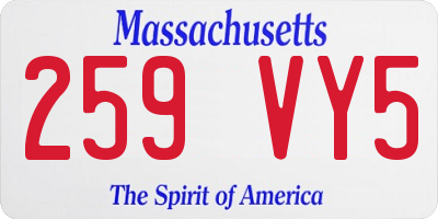 MA license plate 259VY5