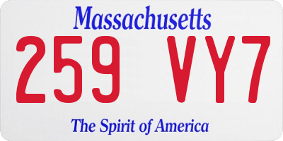 MA license plate 259VY7