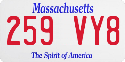 MA license plate 259VY8