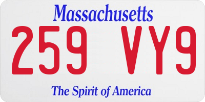 MA license plate 259VY9