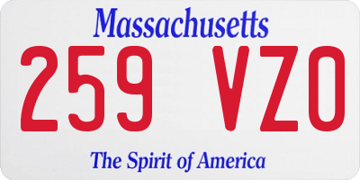 MA license plate 259VZ0
