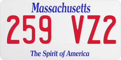 MA license plate 259VZ2
