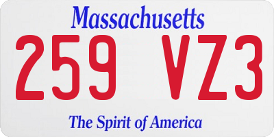 MA license plate 259VZ3
