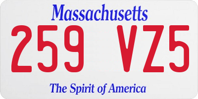 MA license plate 259VZ5