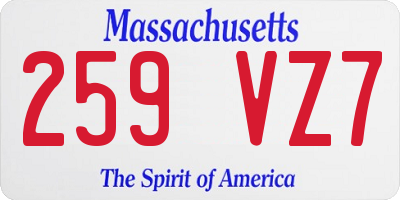 MA license plate 259VZ7