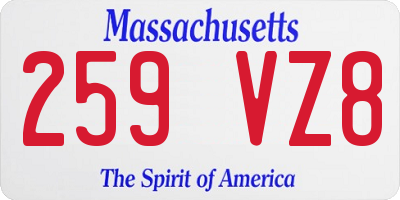MA license plate 259VZ8