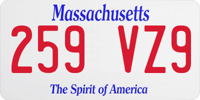 MA license plate 259VZ9