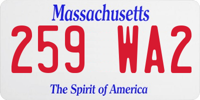 MA license plate 259WA2