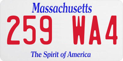 MA license plate 259WA4