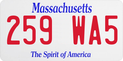 MA license plate 259WA5