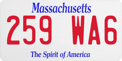 MA license plate 259WA6