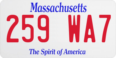 MA license plate 259WA7