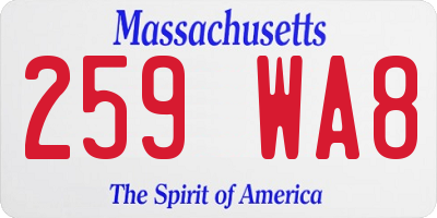 MA license plate 259WA8