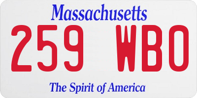 MA license plate 259WB0