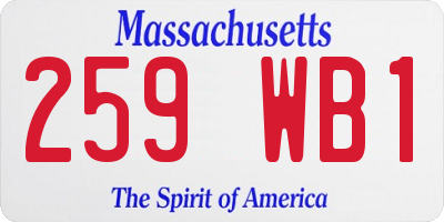 MA license plate 259WB1