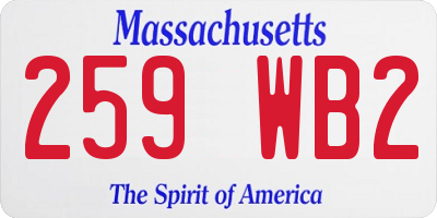 MA license plate 259WB2