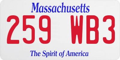 MA license plate 259WB3