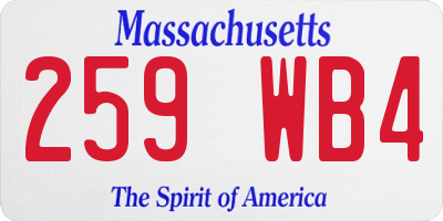 MA license plate 259WB4
