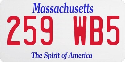 MA license plate 259WB5