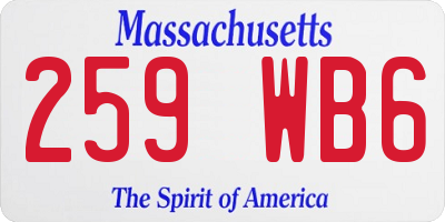 MA license plate 259WB6