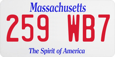 MA license plate 259WB7