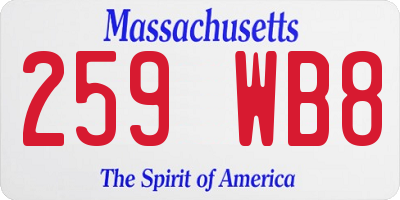 MA license plate 259WB8