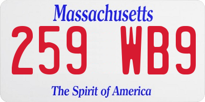 MA license plate 259WB9