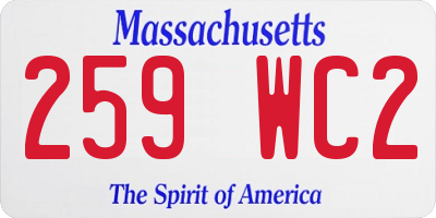 MA license plate 259WC2