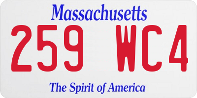 MA license plate 259WC4