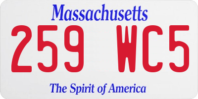 MA license plate 259WC5