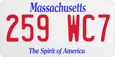 MA license plate 259WC7