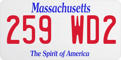MA license plate 259WD2