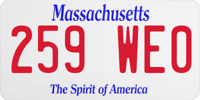 MA license plate 259WE0