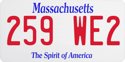 MA license plate 259WE2