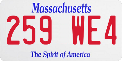 MA license plate 259WE4