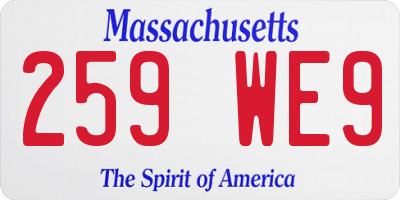 MA license plate 259WE9