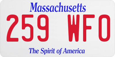 MA license plate 259WF0