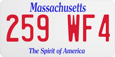 MA license plate 259WF4